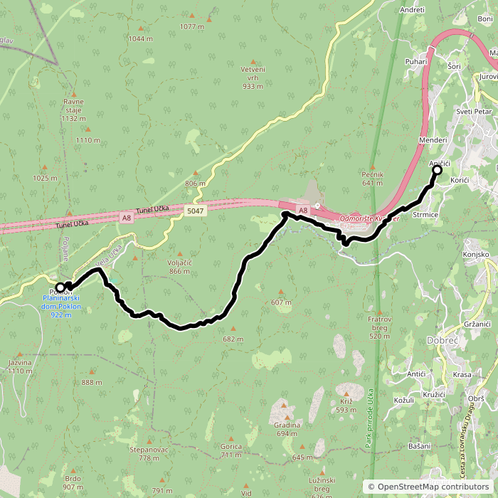 Poljane - Poklon route map